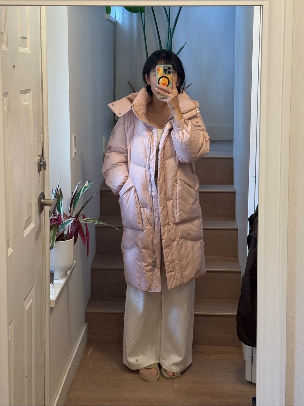 Bosideng Long Light Pink Down Puffer Coat for Women